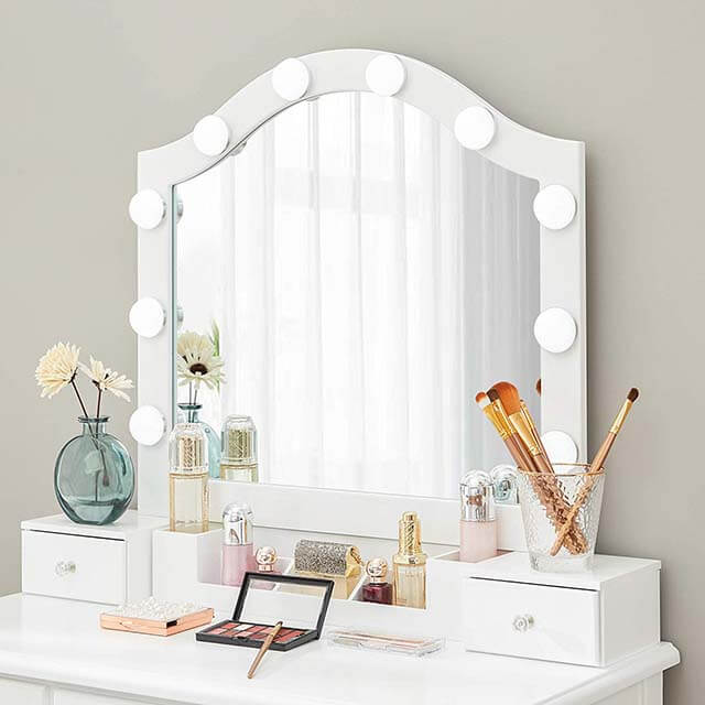 Mallette De Maquillage Avec Miroir LED Réglable - 29x22x13 Cm - Cuir Synthétique - Batterie 2000 MAh - Idéal Voyage Et Cadeau