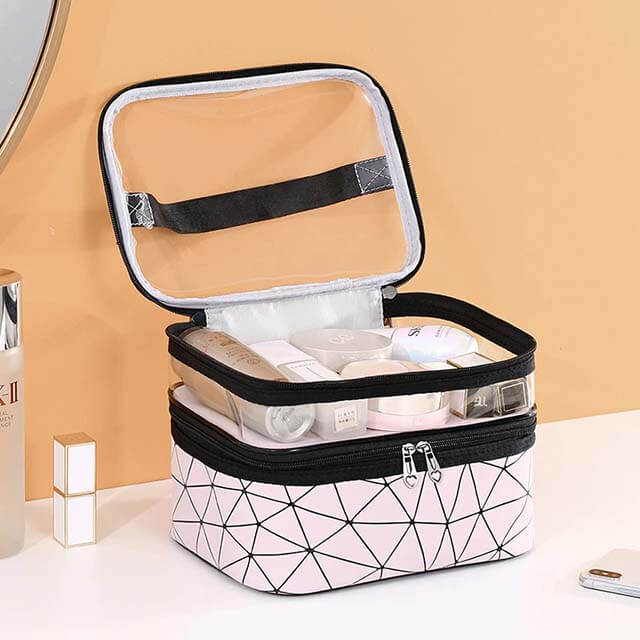 Trousse De Maquillage De Voyage Grande Capacité - 23x16x15 Cm - Imperméable, 5 Compartiments - Idéale Pour Femmes & Filles